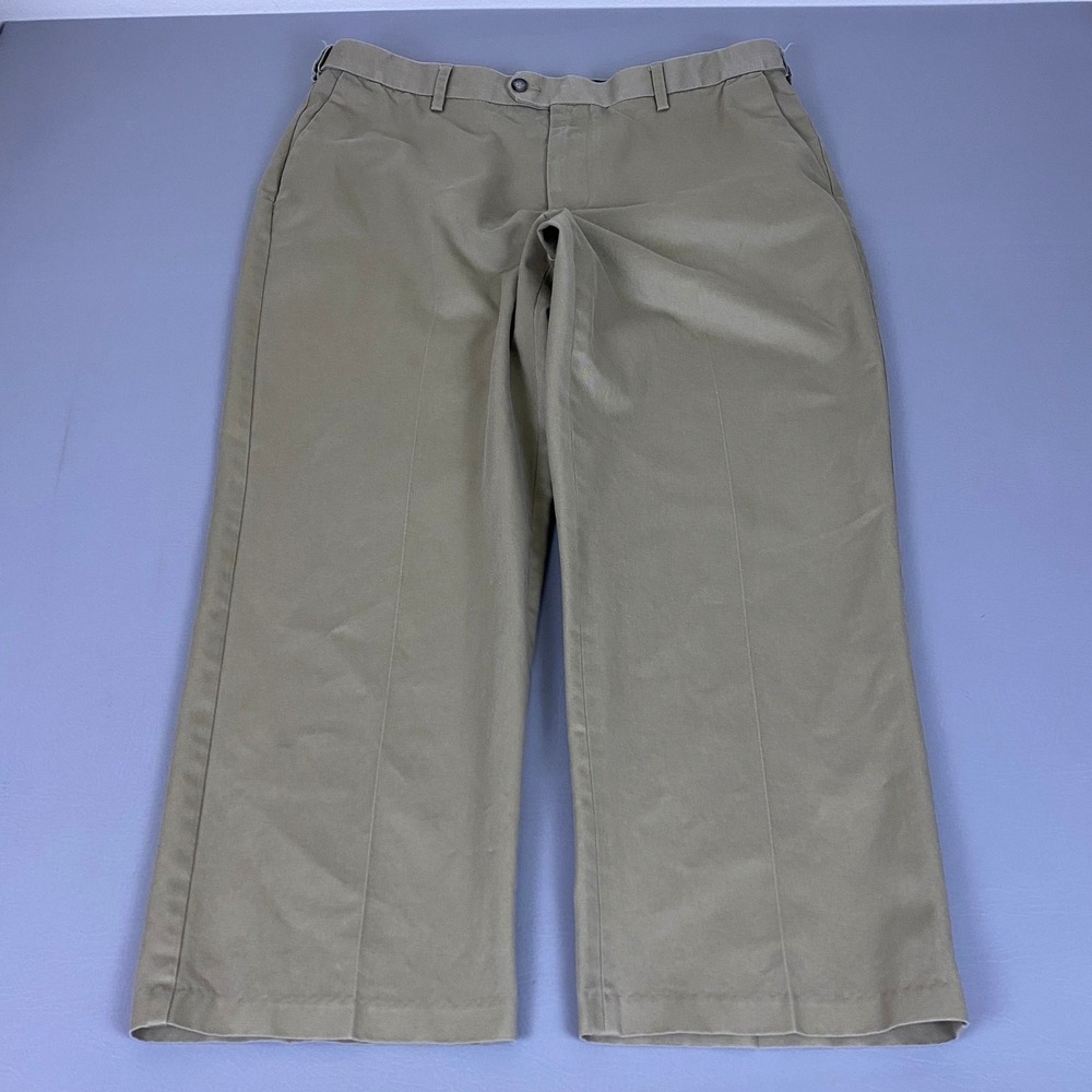 Croft & Barrow  Pants Men's 38x29 Khaki Chino Tan 100% Cotton Flat Front Casual*